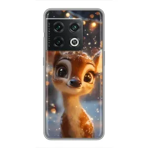 Яркий чехол для OnePlus 10 Pro с Зимними Оленятами (Олененок среди гирлянд)