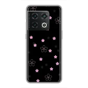 Чохол з розовим принтом для OnePlus 10 Pro (Рожеві квіти на чорному)