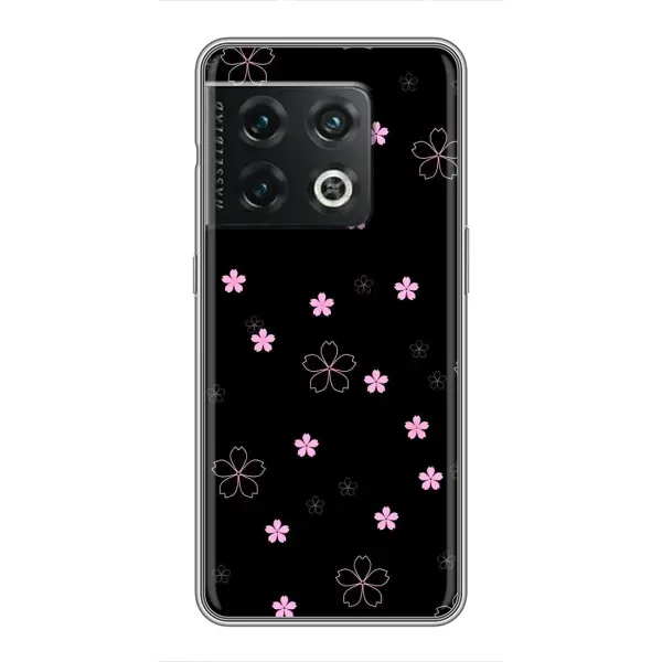 Чохол з принтом «Рожеві квіти на чорному» для OnePlus 10 Pro