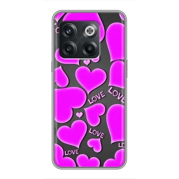 Чохол з принтом «Pink hearts» для OnePlus 10T