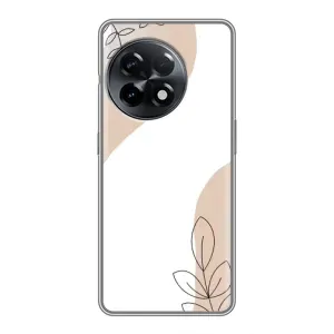 Силиконовый чехол с принтом в цветах на OnePlus 11 Pro (Нюдовая веточка абстракция)