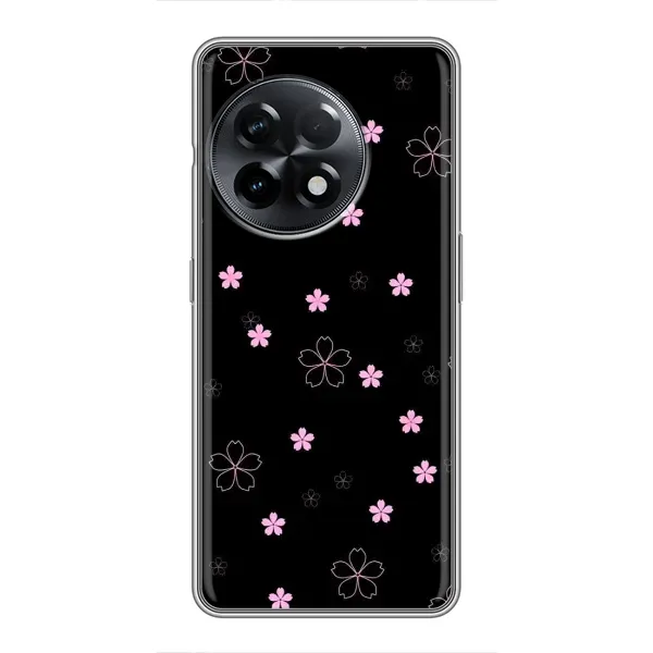Чехол с принтом «Розовые цветы на черном» для OnePlus 11 Pro