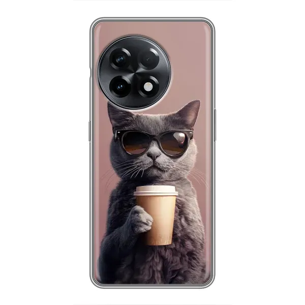 Чехол с принтом «Кот с кофе» для OnePlus 11