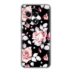 Чехлы с Цветами для OnePlus 12 Pro (VPrint) (Цветочки на черном)