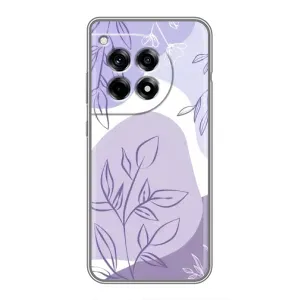 Силиконовый чехол с принтом в цветах на OnePlus 12 Pro (Фиолетовые листья абстракция)