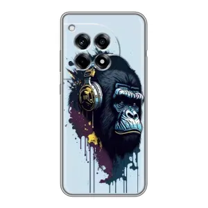 Чехол с Обезьянами OnePlus 12 Pro - (AlphaPrint) (Горилла в наушниках)