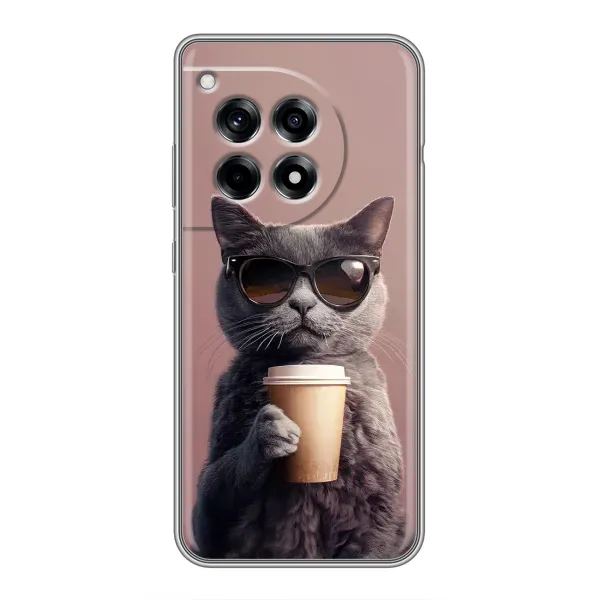 Чехол с принтом «Кот с кофе» для OnePlus 12R