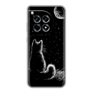 Чехол с принтом для OnePlus 12R (AlphaPrint) Модные коты (Котик и луна)