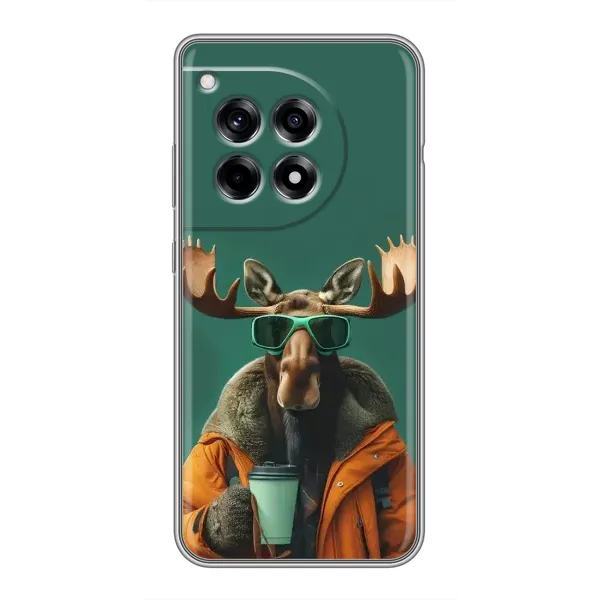 Чехол с принтом «Лось с кофе» для OnePlus 12R