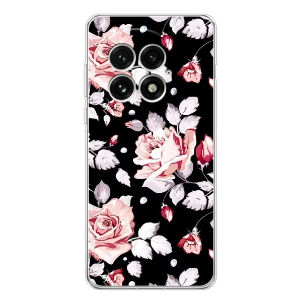 Чехол с принтом «Цветочки на черном» для OnePlus 13