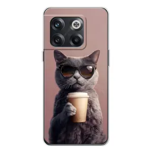 Чехол с принтом стильные животные для 13с (Кот с кофе)