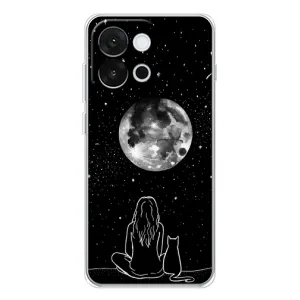 Чехол с рисунком кот на OnePlus 13T (Девушка с котом)