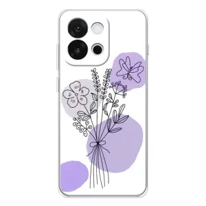 Силиконовый чехол с принтом в цветах на OnePlus 13T (Букет фиолетовая абстракция)