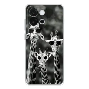 Силіконовий чохол з КАРТИНКАМИ літо для OnePlus 13T (AlphaPrint) (Жирафи в окулярах)
