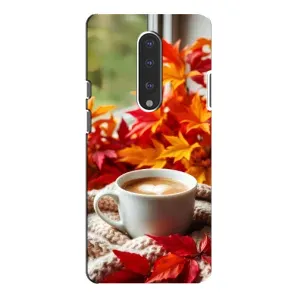 Чехол с уникальным дизайном «Осень с кофе» для OnePlus 7 Pro (Кофе и листья)