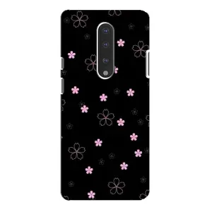 Чохол з розовим принтом для OnePlus 7 Pro (Рожеві квіти на чорному)