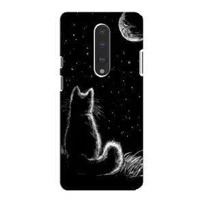 Чохол з принтом для OnePlus 7 (AlphaPrint) Модні коти (Котик і місяць)