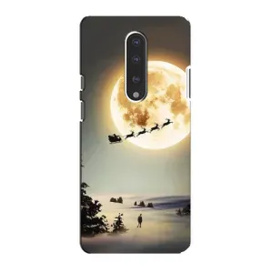 Новогодние, Праздничные Чехлы для OnePlus 7 - 2024 год (Санта на луне)
