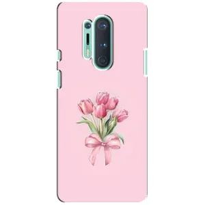 Чехол с розовым рисунком для OnePlus 8 Pro (Букет цветов)