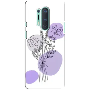 Силиконовый чехол с принтом в цветах на OnePlus 8 Pro (Букет фиолетовая абстракция)