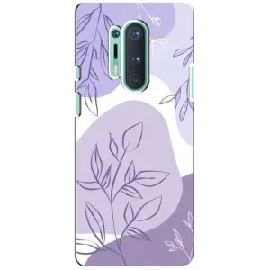 Силиконовый чехол с принтом в цветах на OnePlus 8 Pro (Фиолетовые листья абстракция)