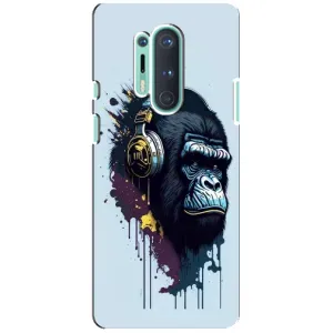 Чехол с Обезьянами OnePlus 8 Pro - (AlphaPrint) (Горилла в наушниках)