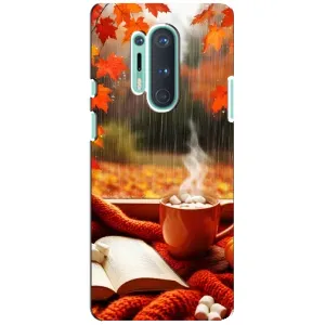 Чехол с уникальным дизайном «Осень с кофе» для OnePlus 8 Pro (Кофе и дождь)