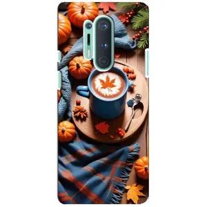 Чехол с уникальным дизайном «Осень с кофе» для OnePlus 8 Pro (Кофе и тыковки)
