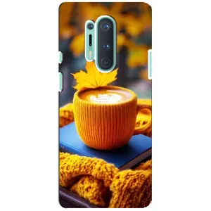 Чехол с уникальным дизайном «Осень с кофе» для OnePlus 8 Pro (Кофе на желтом пледе)