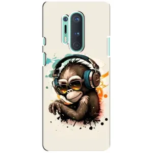 Чехол с Обезьянами OnePlus 8 Pro - (AlphaPrint) (Макака в наушниках)