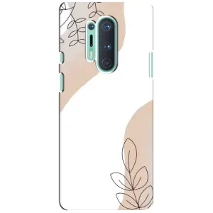 Силиконовый чехол с принтом в цветах на OnePlus 8 Pro (Нюдовая веточка абстракция)