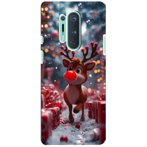 Яркий чехол для OnePlus 8 Pro с Зимними Оленятами (Олень среди подарков)