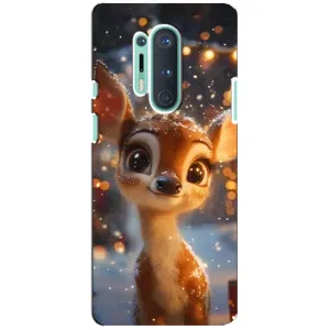 Яркий чехол для OnePlus 8 Pro с Зимними Оленятами (Олененок среди гирлянд)