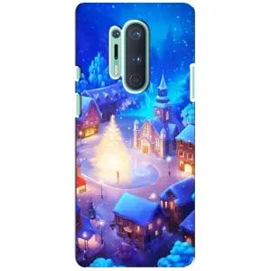Рождественские Чехлы для OnePlus 8 Pro (VPrint) (Рождественский город)