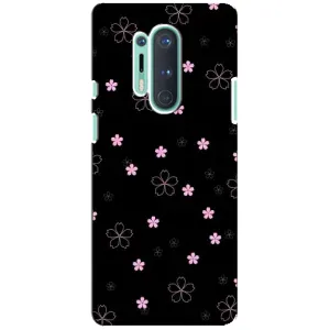 Чехол с розовым рисунком для OnePlus 8 Pro (Розовые цветы на черном)