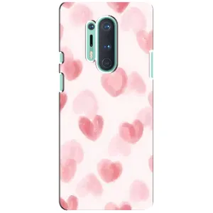 Чехол с розовым рисунком для OnePlus 8 Pro (Розовые сердечки)