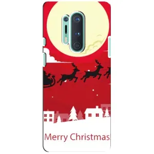 Рождественские Чехлы для OnePlus 8 Pro (VPrint) (Санта с оленями)
