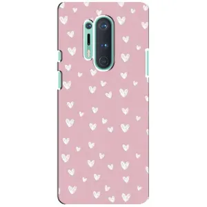 Чехол с розовым рисунком для OnePlus 8 Pro (Сердечки на розовом)