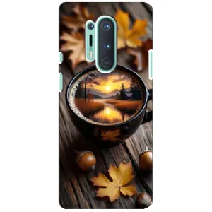 Чехол с уникальным дизайном «Осень с кофе» для OnePlus 8 Pro (Темный кофе)