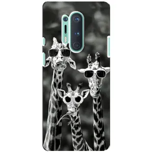 Силиконовый чехол с КАРТИНКАМИ лето для OnePlus 8 Pro (AlphaPrint) (Жирафы в очках)