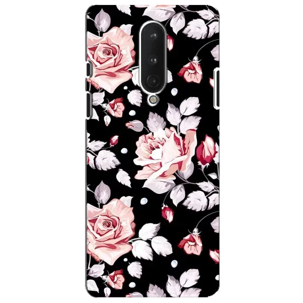 Чохол з принтом «Квіти на чорному» для OnePlus 8