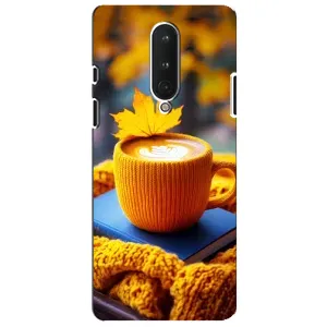 Чехол с уникальным дизайном «Осень с кофе» для OnePlus 8 (Кофе на желтом пледе)