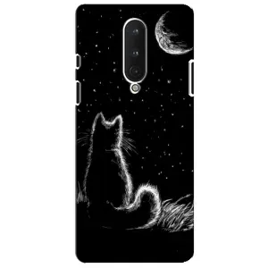 Чохол з принтом для OnePlus 8 (AlphaPrint) Модні коти (Котик і місяць)