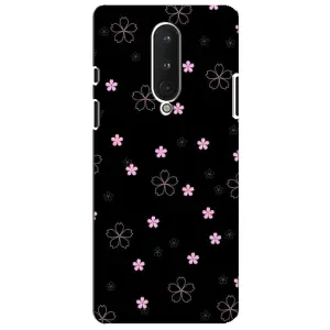 Чохол з розовим принтом для OnePlus 8 (Рожеві квіти на чорному)