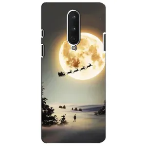 Новорічні, Святкові Чохли для OnePlus 8 - 2024 год (Санта на місяці)