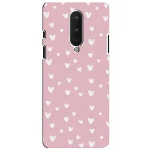 Чохол з розовим принтом для OnePlus 8 (Сердечки на рожевому)