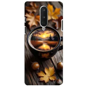 Чехол с уникальным дизайном «Осень с кофе» для OnePlus 8 (Темный кофе)