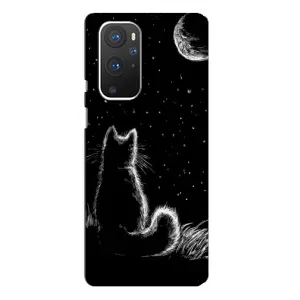 Чохол з принтом для OnePlus 9 Pro (AlphaPrint) Модні коти (Котик і місяць)
