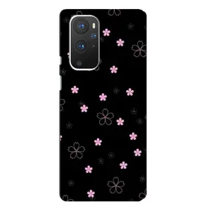 Чохол з розовим принтом для OnePlus 9 Pro (Рожеві квіти на чорному)