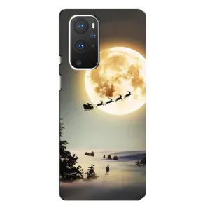 Новорічні, Святкові Чохли для OnePlus 9 Pro - 2024 год (Санта на місяці)
